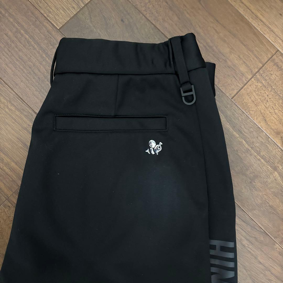 8YARDS裏起毛ストレートパンツ サイドロゴ付きブラック