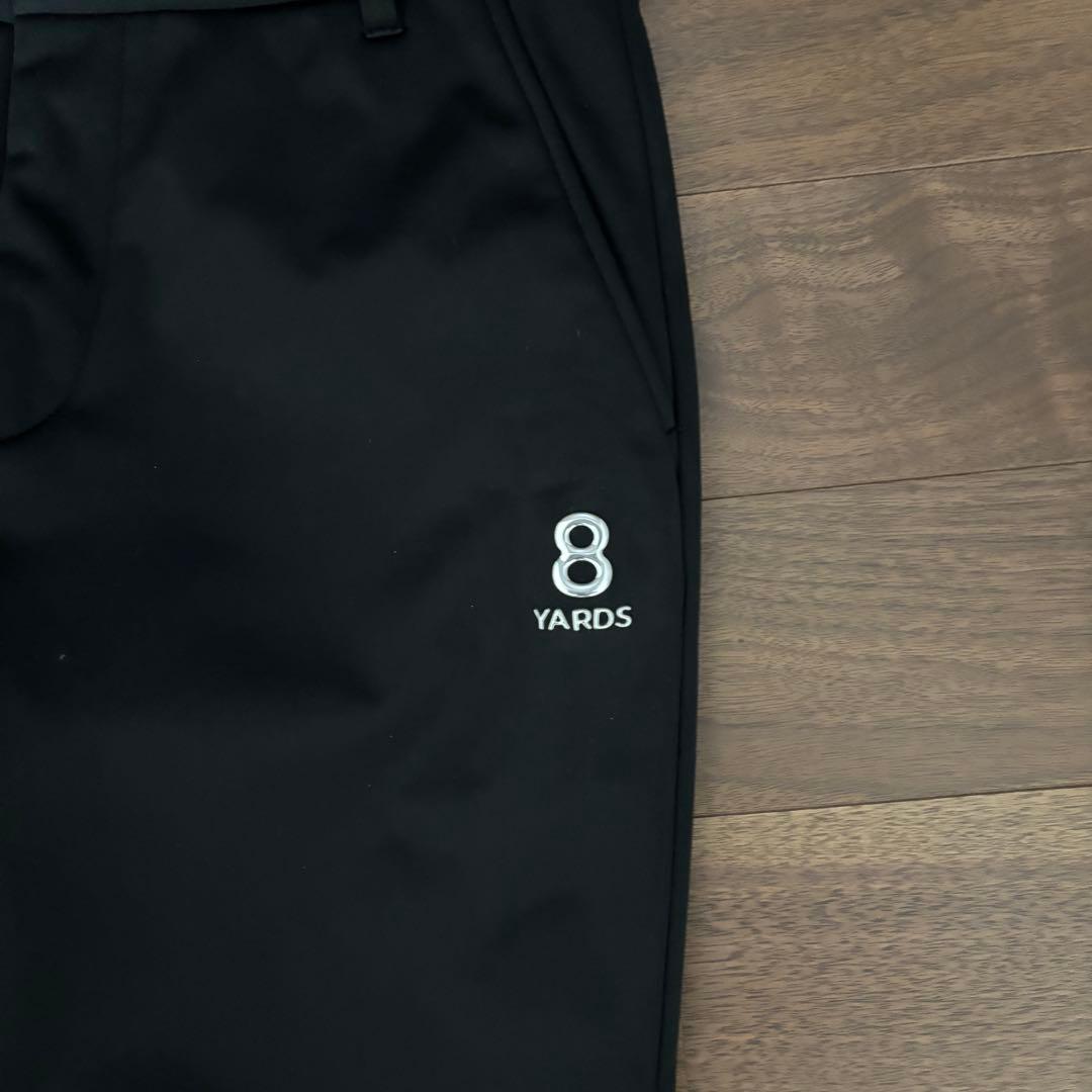 8YARDS裏起毛ストレートパンツ サイドロゴ付きブラック
