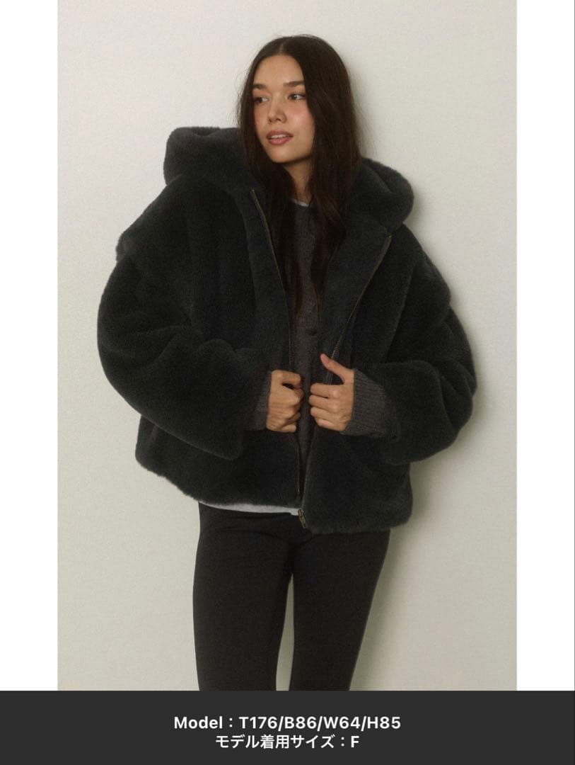 ALEXIA STAM Hooded Eco Fur Jacket エコファー
