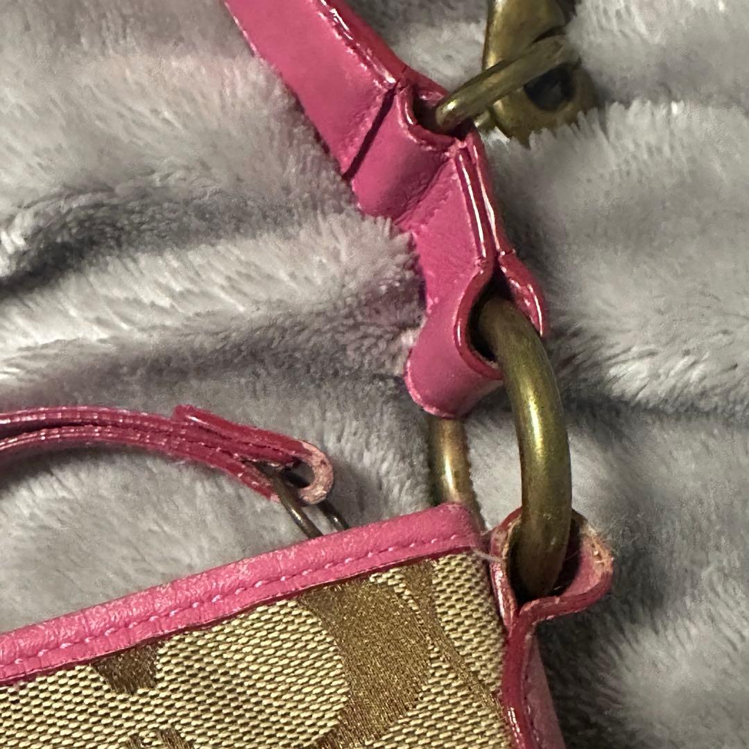 Coach コーチ ショルダーバッグ シグネチャー キャンバス レザー　ピンク