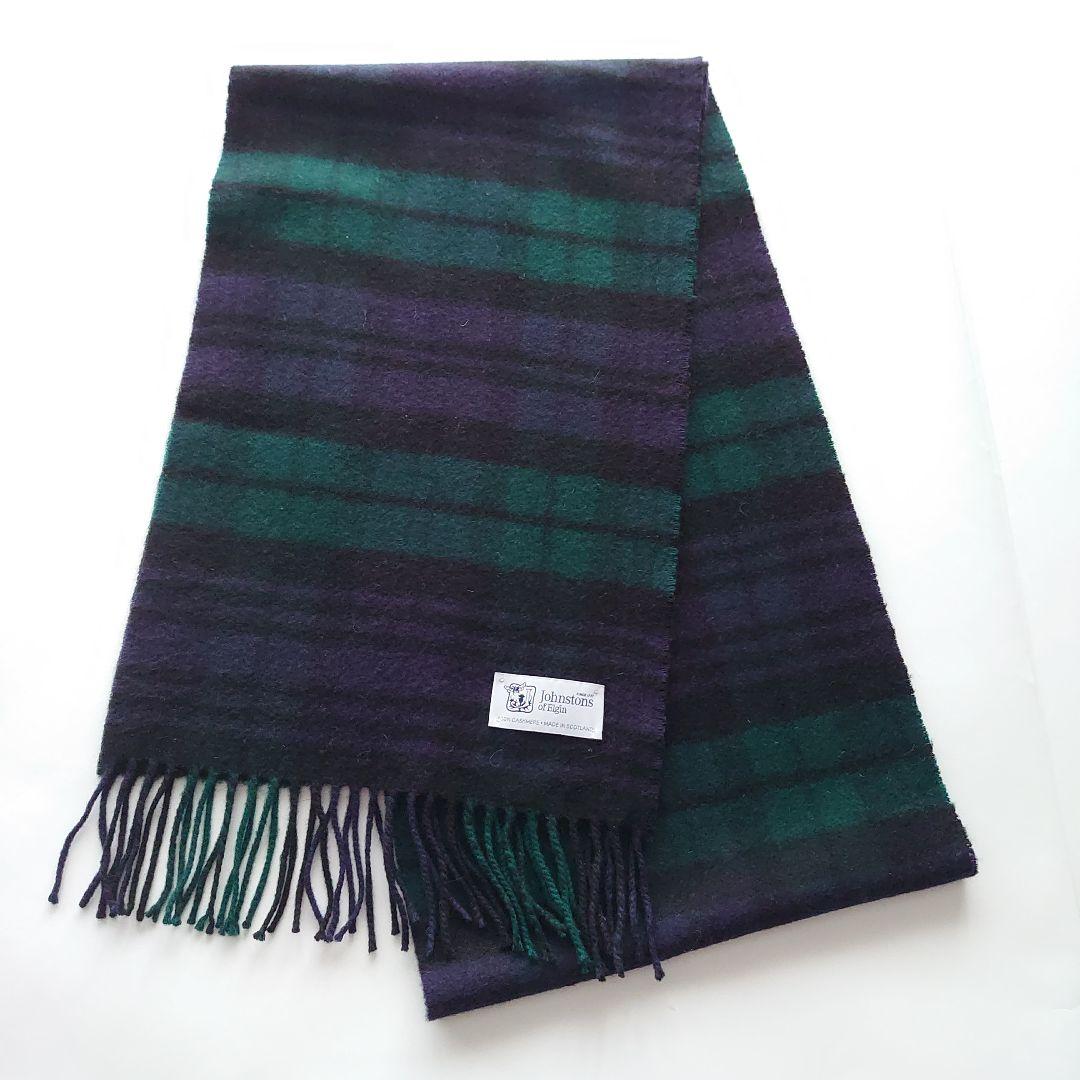 ●Johostons of Elgin カシミヤマフラー ブラックウォッチ