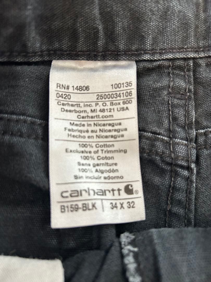 0*4様 カーハート ダックパンツ ペインターパンツ ブラック/34×32/B1
