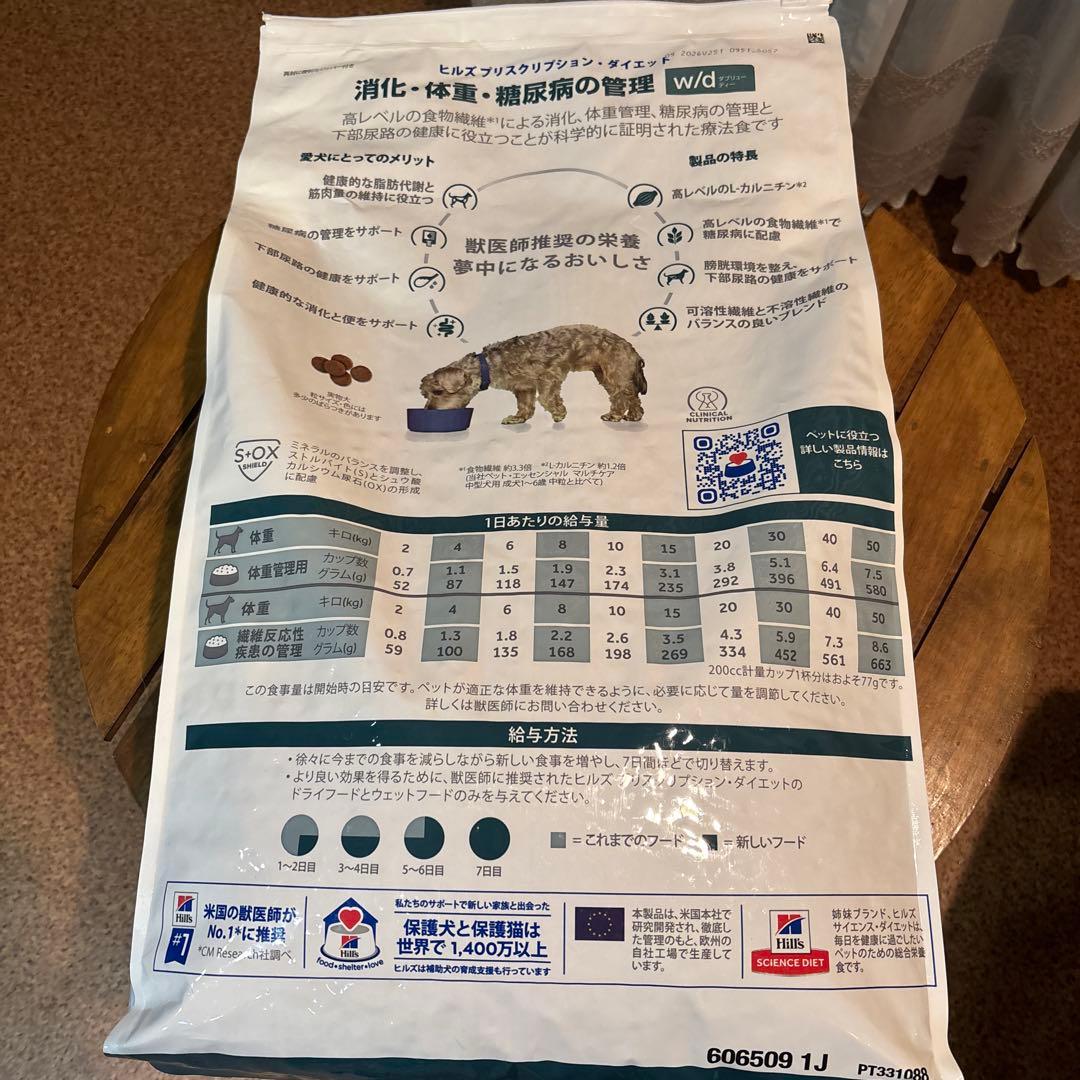 ヒルズ　ドッグフード　w/d 7.5kg 未開封