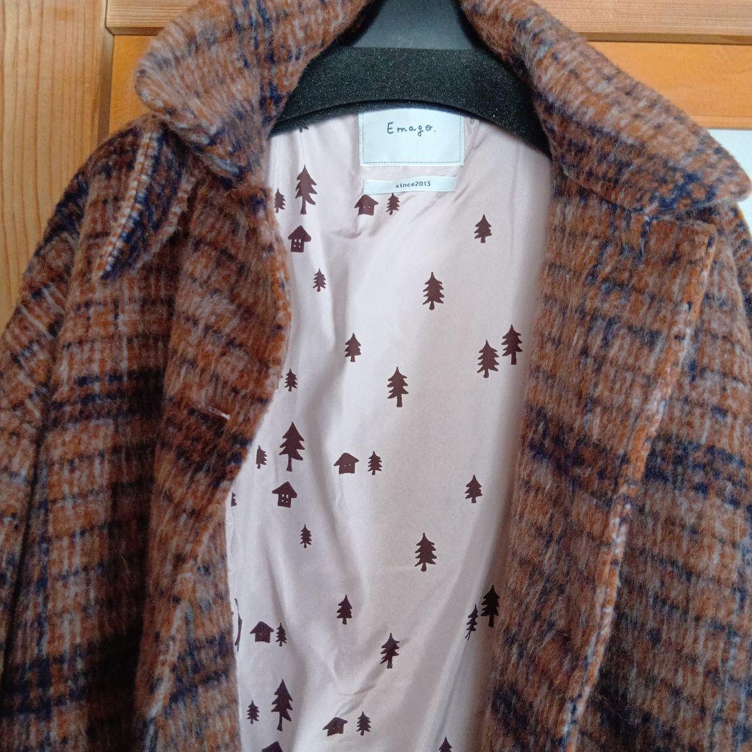 ☆専用です　Emago 起毛 チェック柄 ロングコート 美品　裏地・ボタンも素敵