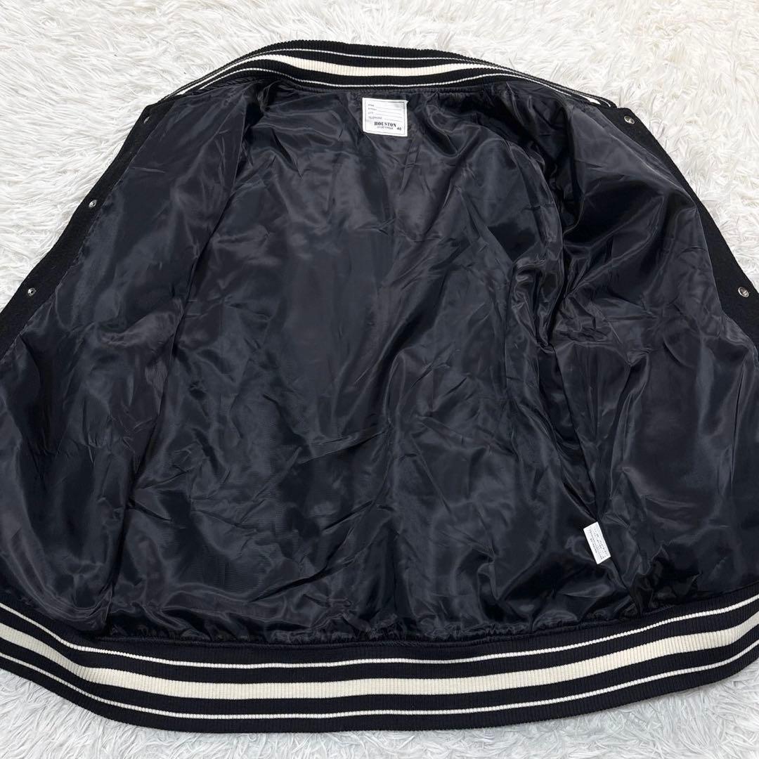 ヒューストン スタジャン スカル レザー ブラック M ワッペン