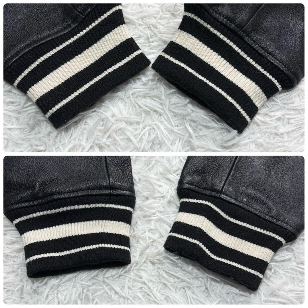 ヒューストン スタジャン スカル レザー ブラック M ワッペン