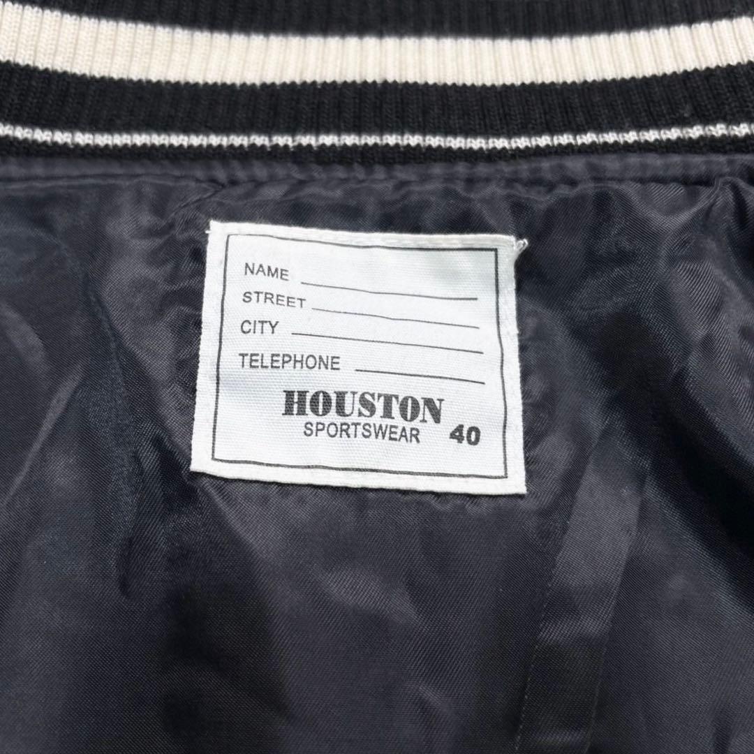 ヒューストン スタジャン スカル レザー ブラック M ワッペン