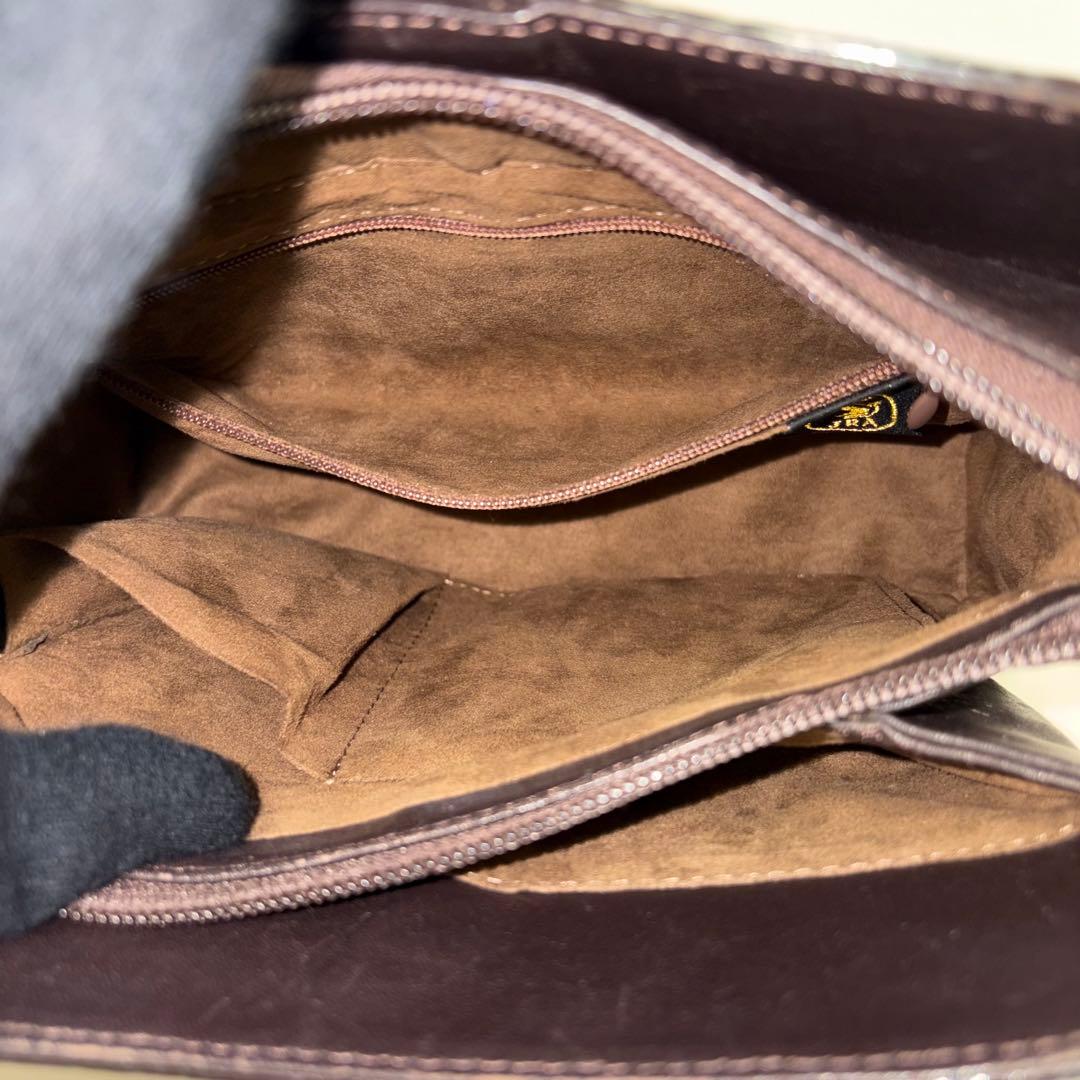 美品　リアル　シャイニング　クロコダイル　ショルダーバッグ　サコッシュ　ブラウン