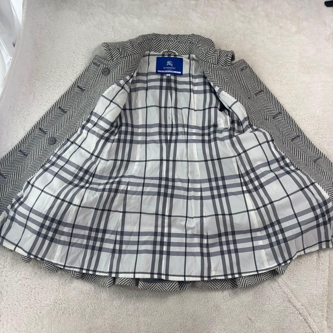 バーバリーブルーレーベル ヘリンボーン柄 トレンチコート シルバーボタン