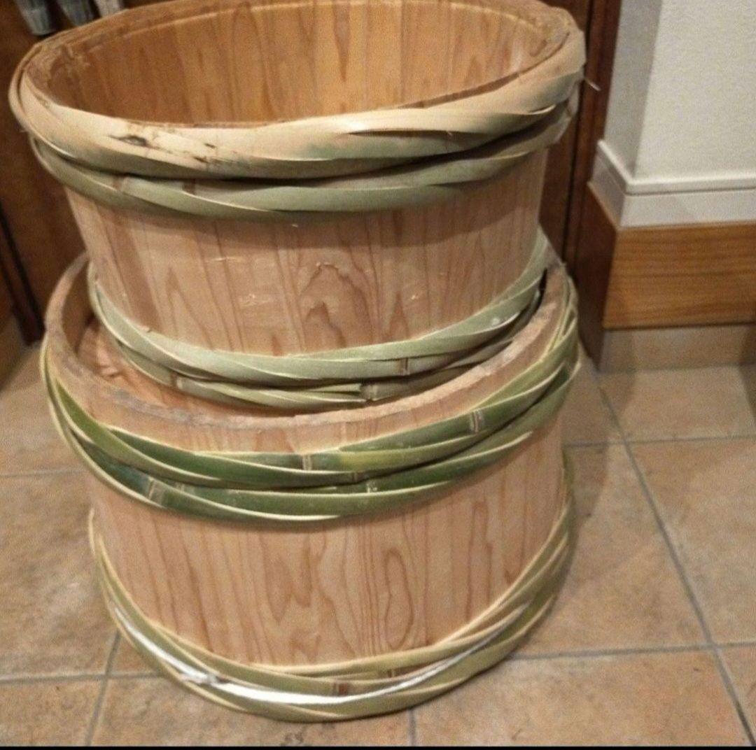 【2個】使用済み樽酒の樽　2斗上げ底、4斗上げ底