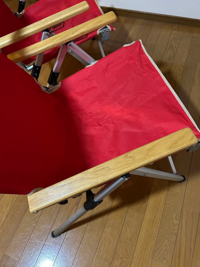 2脚セット　コールマン　チェア 赤　レイチェア　ハイバック　3段階