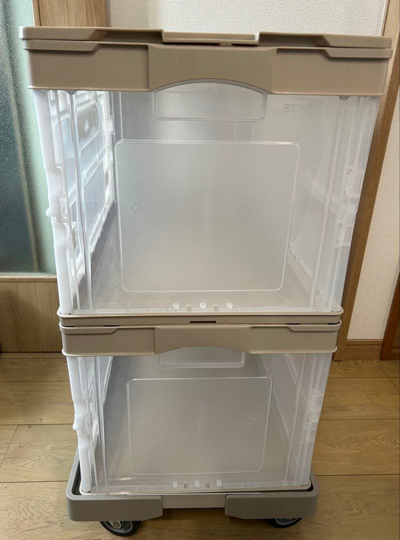 折りたたみコンテナ50L×2個　専用フタ＆台車付き