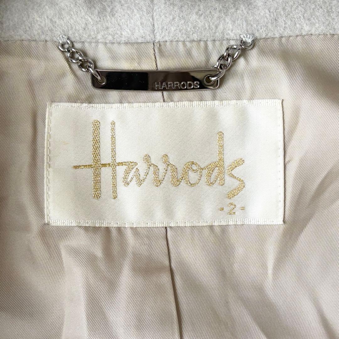 2952yハロッズ　フォックスファーロングコート　グレー　M 日本製