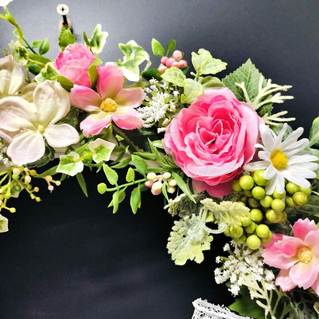 商品名【萌々】ゆきこ♥ラナンキュラスとローズのフラワーリース 春リース