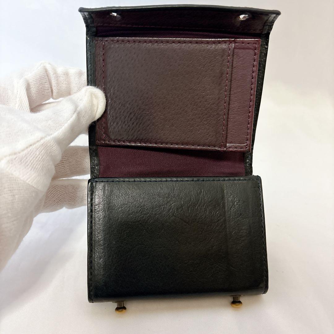 【希少】m+ エムピウ ミッレフォッリエ ブラック パープル 財布 レザー