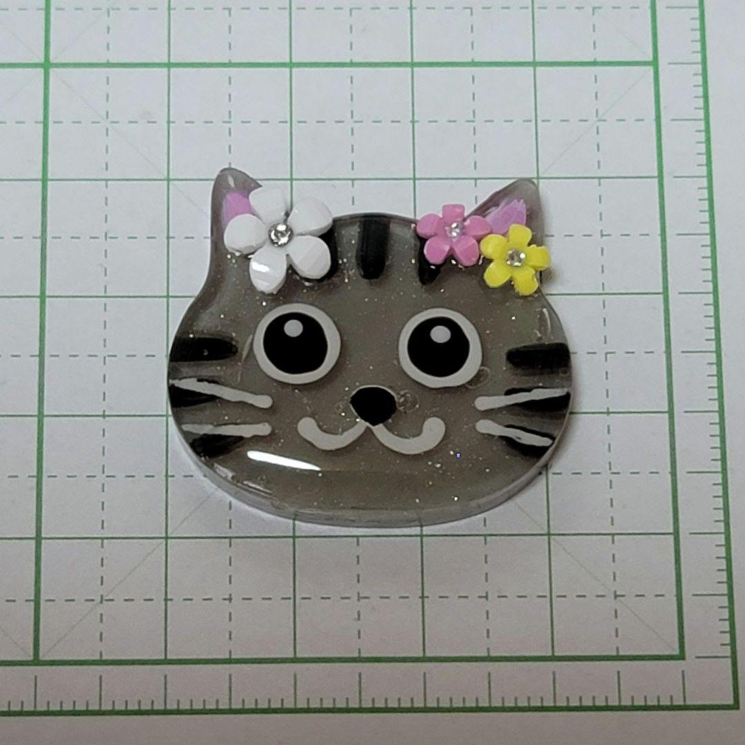 うに様　4.30 猫(気泡あり)　レジンヘアゴム　トラネコ　お花飾り
