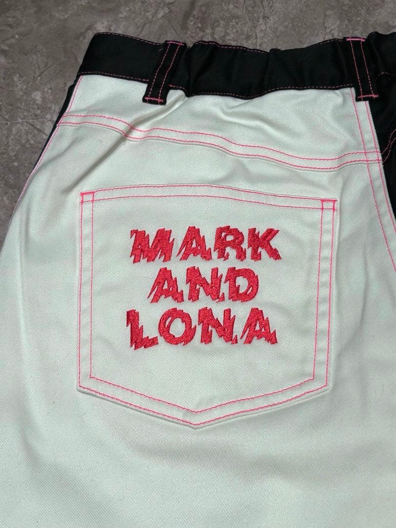 新品 MARK&LONA インナー付きスカート バイカラー ホワイトブラック