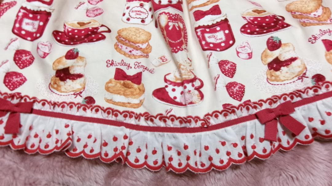 シャーリーカフェプリントワンピース・アイボリー・120・新品シャーリーテンプル・