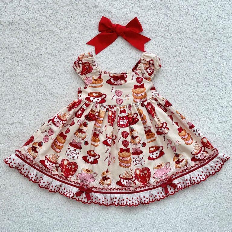 シャーリーカフェプリントワンピース・アイボリー・120・新品シャーリーテンプル・