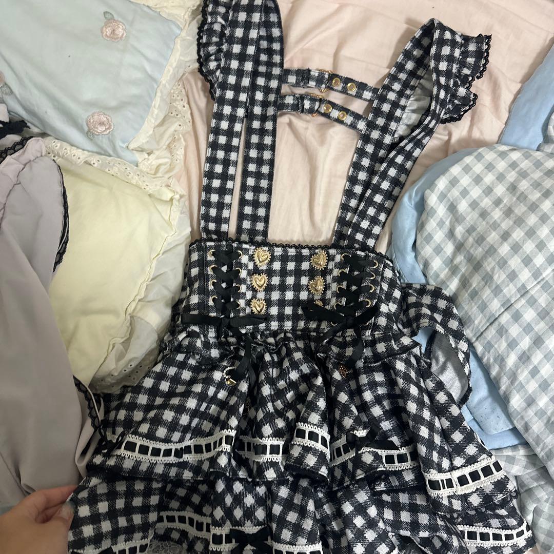 （おやすみ）リズリサ　チェック柄フレアスカート Lサイズ