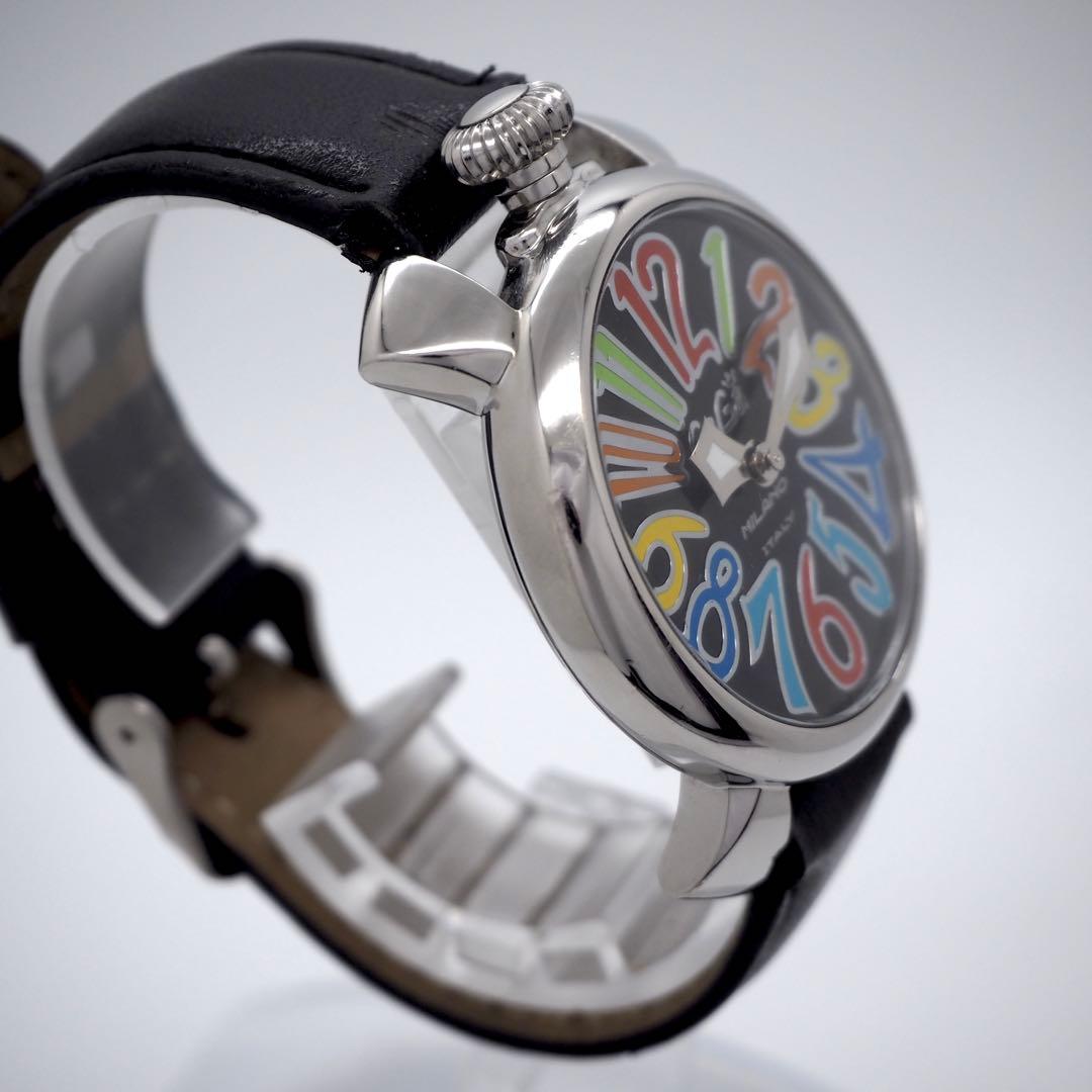 380 稼働 ガガミラノ 時計 メンズ マヌアーレ40 ブラック シルバー 人気