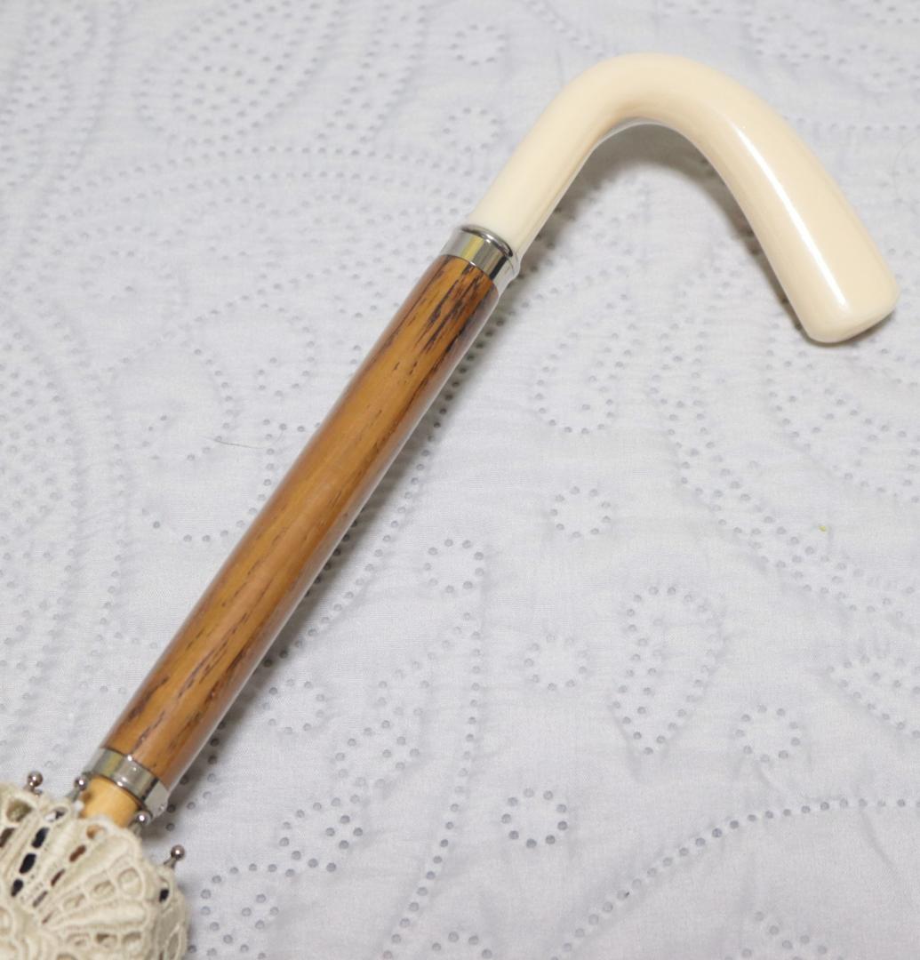 新品【前原光栄商店】長傘 繊細レース刺繍 二重張り 希少L字持ち手 高級日傘