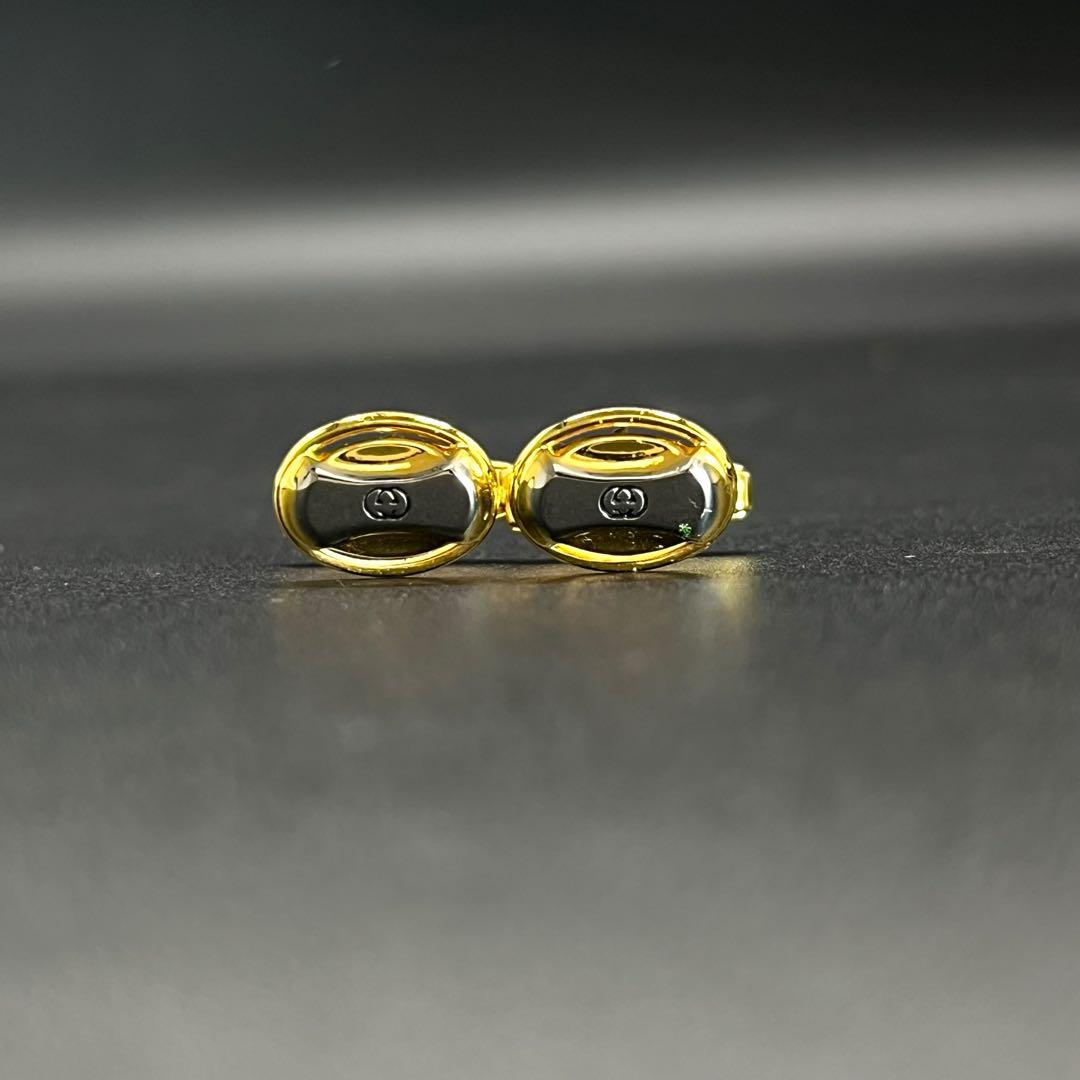 GUCCI グッチ ゴールド系ネクタイピン&カフス セット ケース付き