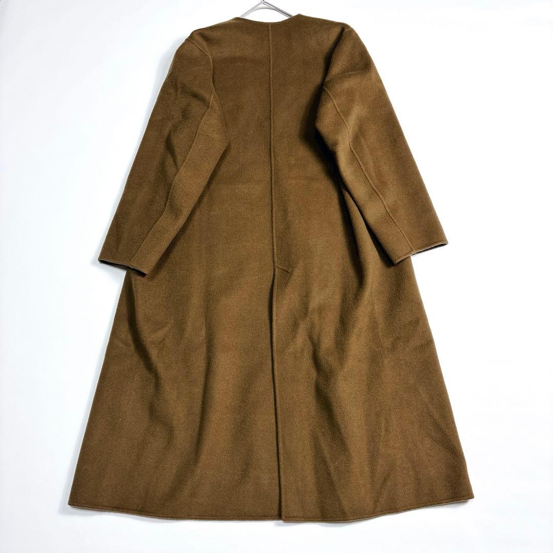 美品✨プラージュ ハミルトン ノーカラーコート ウール リバーコート キャメル