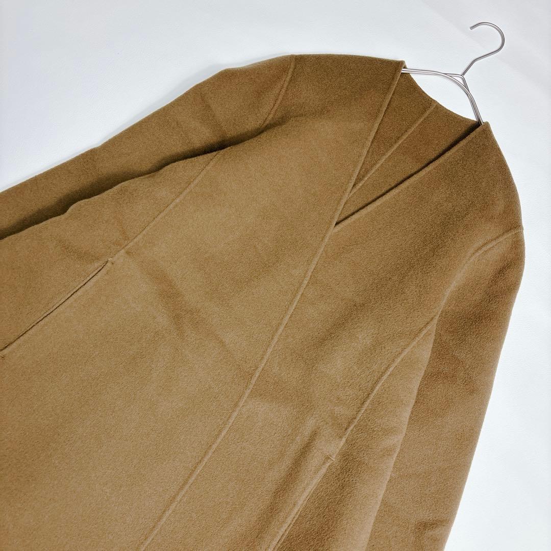 美品✨プラージュ ハミルトン ノーカラーコート ウール リバーコート キャメル