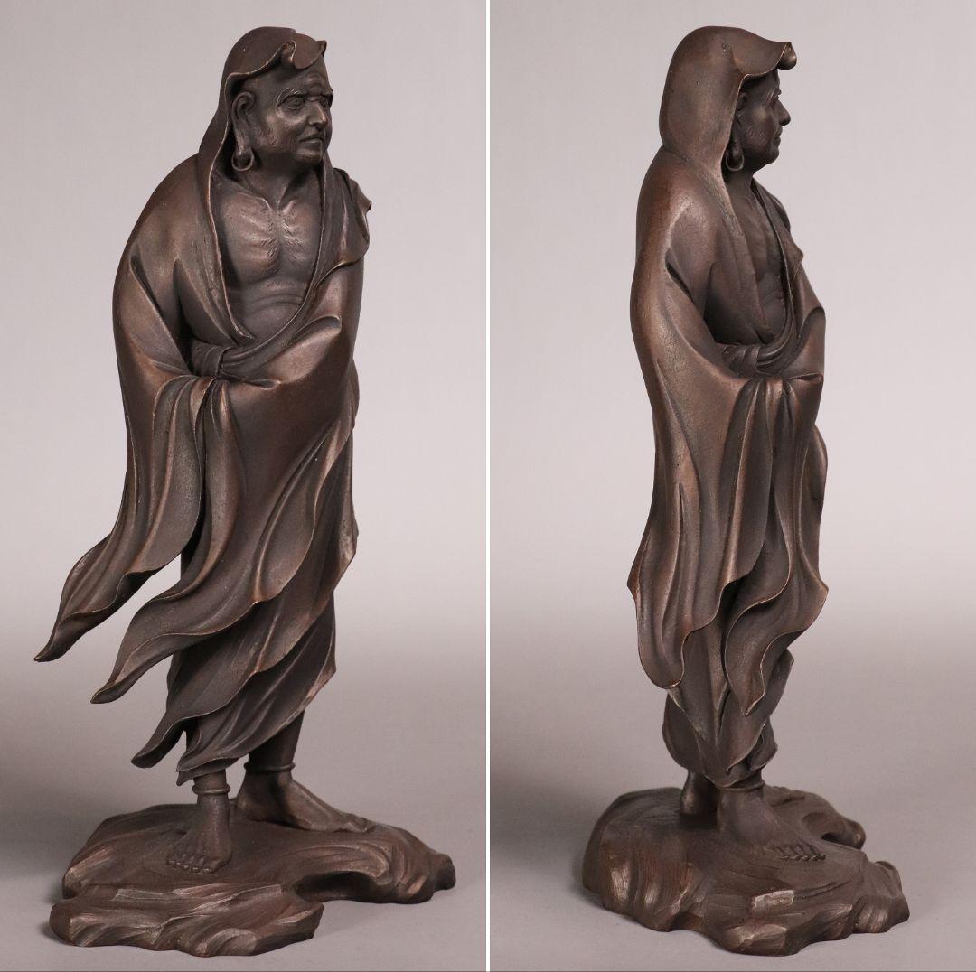 鋳銅製 高村光雲 原型 達磨大師 立像 共箱 置物 銅像 仏像【MA209】