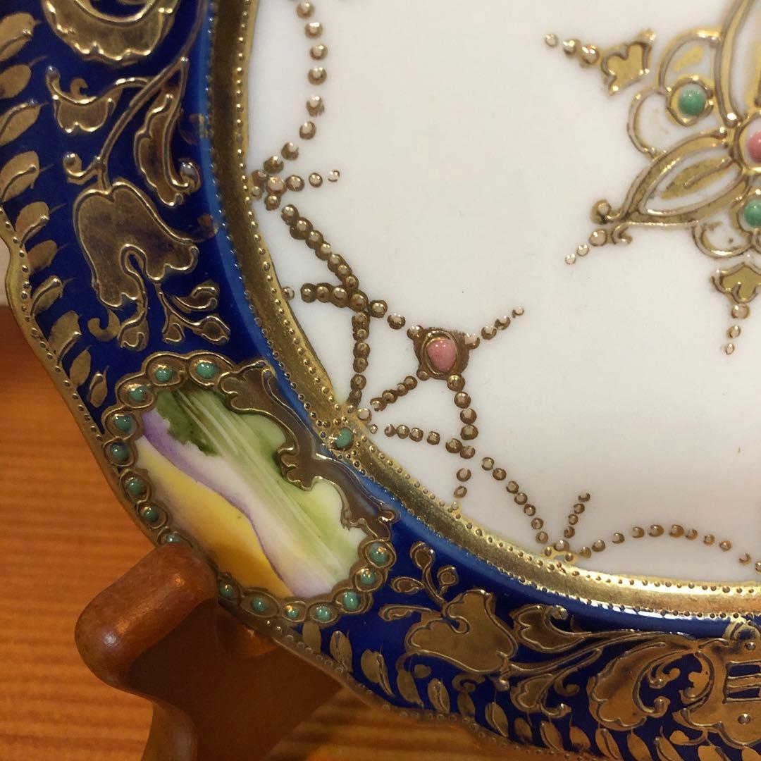 むしむし様　オールドノリタケ 金盛窓絵白鳥　飾皿