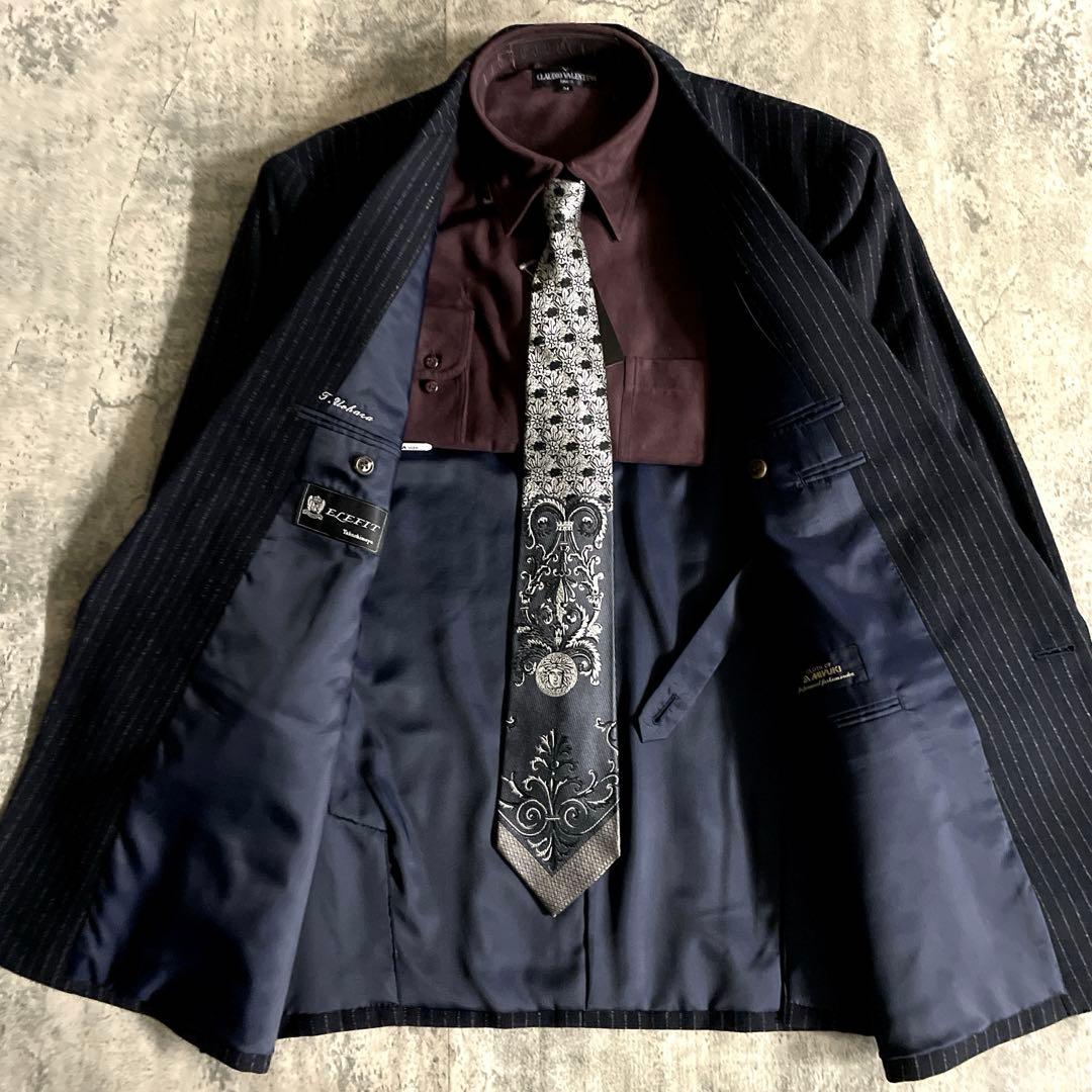 極美品 Apollo特注VERSACE ネクタイ 極上ウール ダブルスーツ