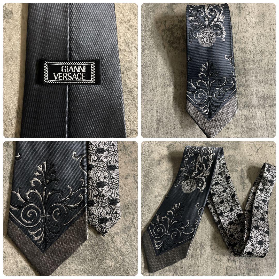 極美品 Apollo特注VERSACE ネクタイ 極上ウール ダブルスーツ