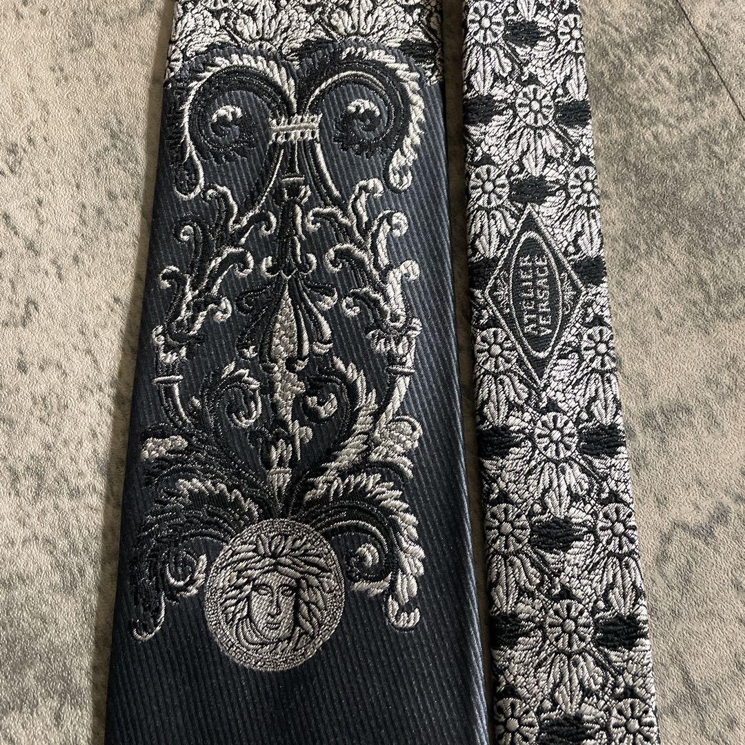 極美品 Apollo特注VERSACE ネクタイ 極上ウール ダブルスーツ