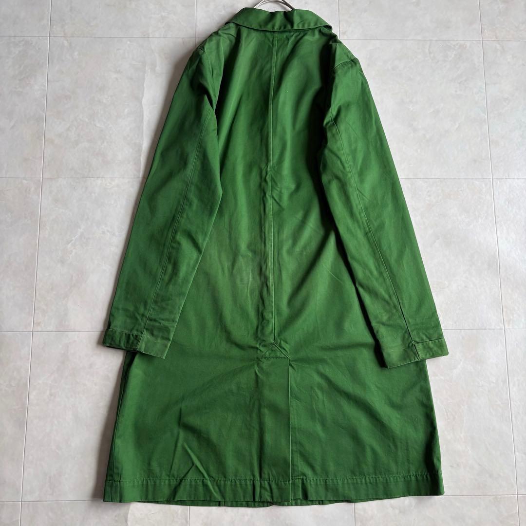 パラスパレス 綿ステンカラー比翼ロングコート 緑 3 花柄裏地 日本製