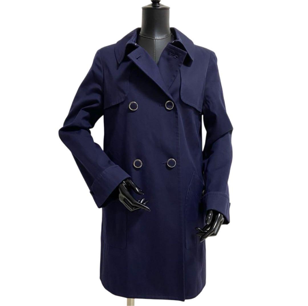 ꧁༺ クレージュ コットン ダブルブレスト リュクシーステンカラーコート