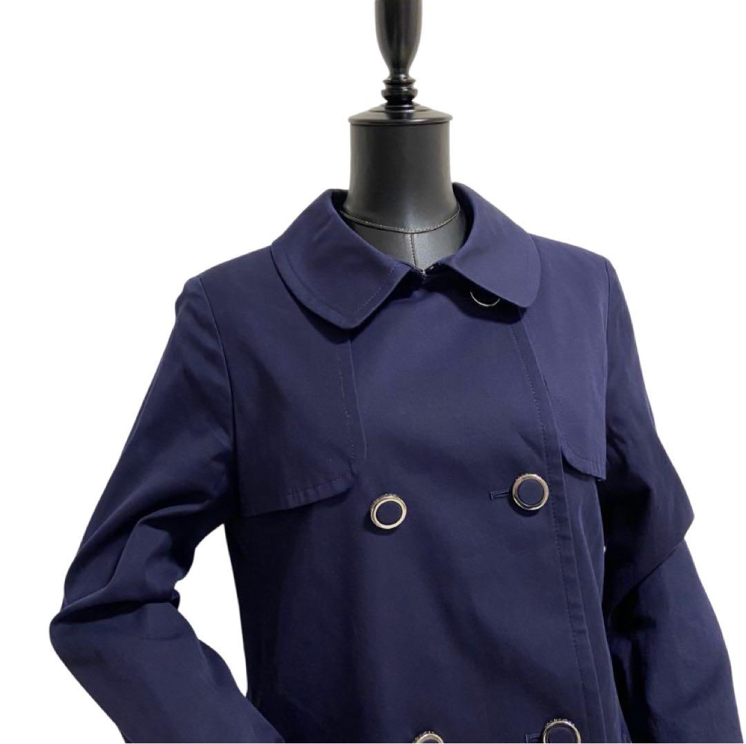 ꧁༺ クレージュ コットン ダブルブレスト リュクシーステンカラーコート