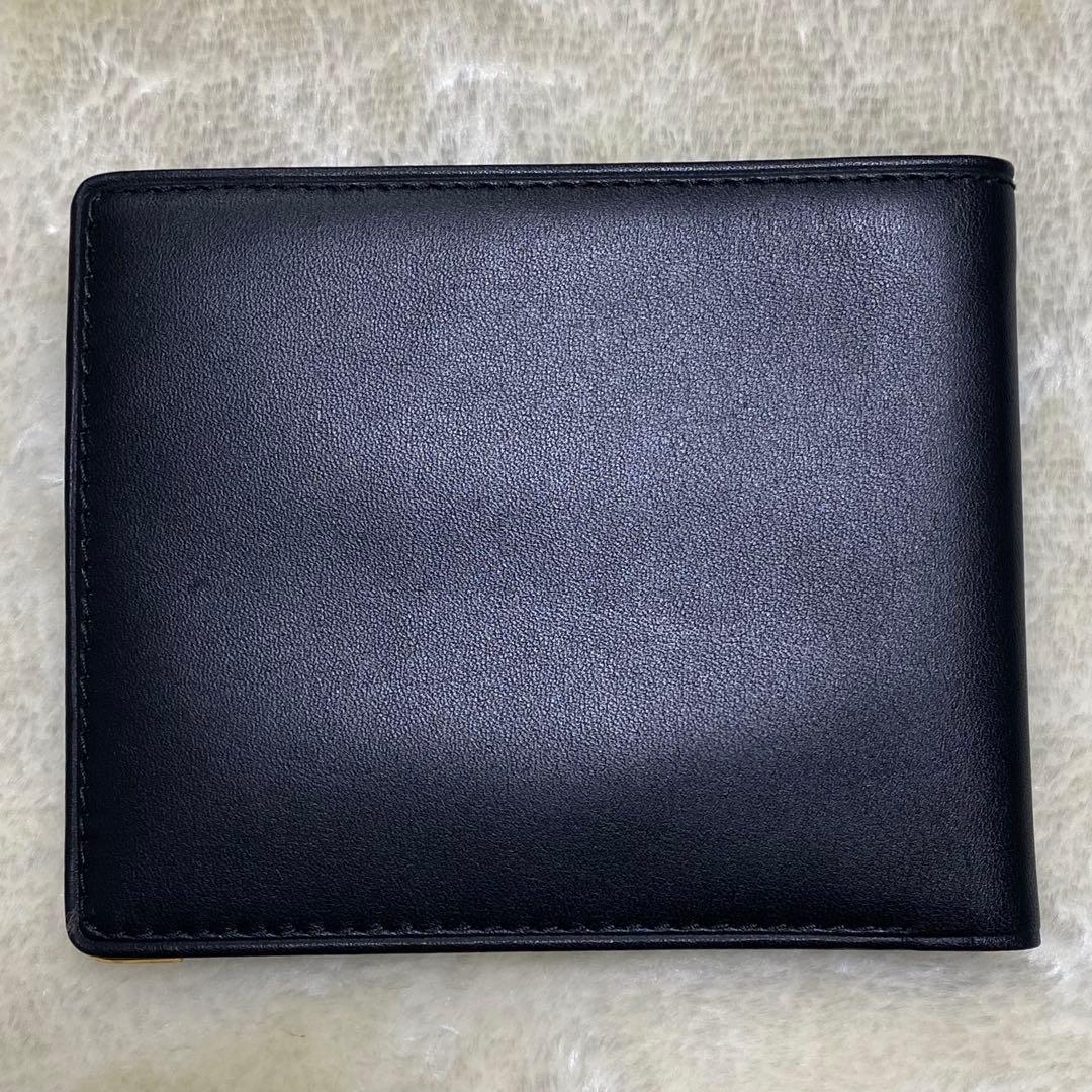 新品保管品✨ダンヒル　二つ折り財布　札入れ　黒レザー　ロゴ　ゴールド金具