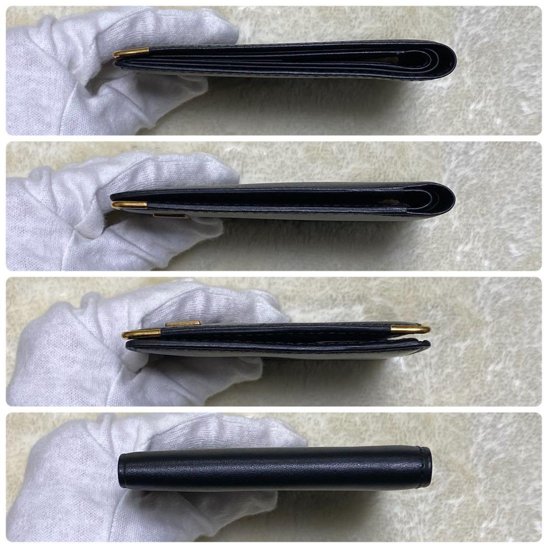 新品保管品✨ダンヒル　二つ折り財布　札入れ　黒レザー　ロゴ　ゴールド金具