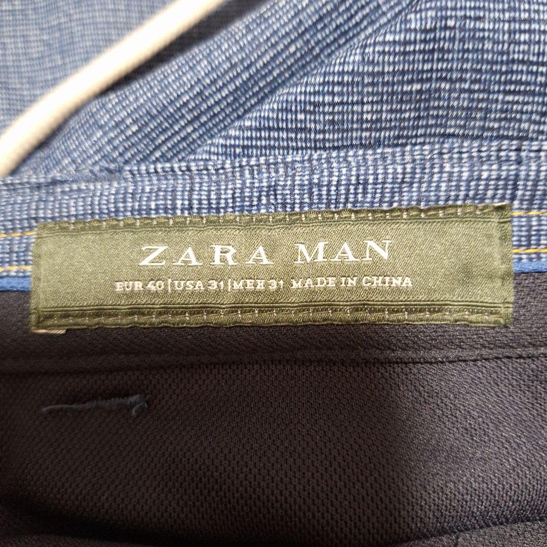ZARA　ストレッチトラベルスーツ　セットアップ　ネイビー　EUR48 　下40
