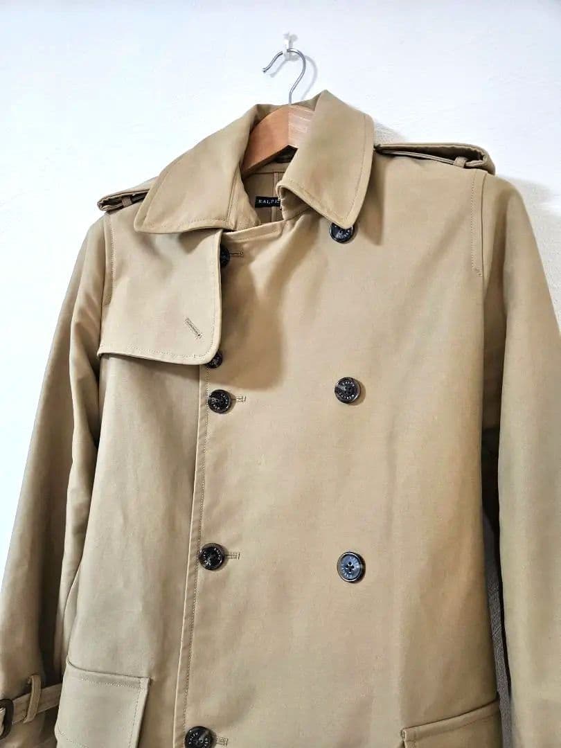 ラルフローレン✨ベージュダブルブレスト トレンチコートデザイナー生地厚綺麗上品6