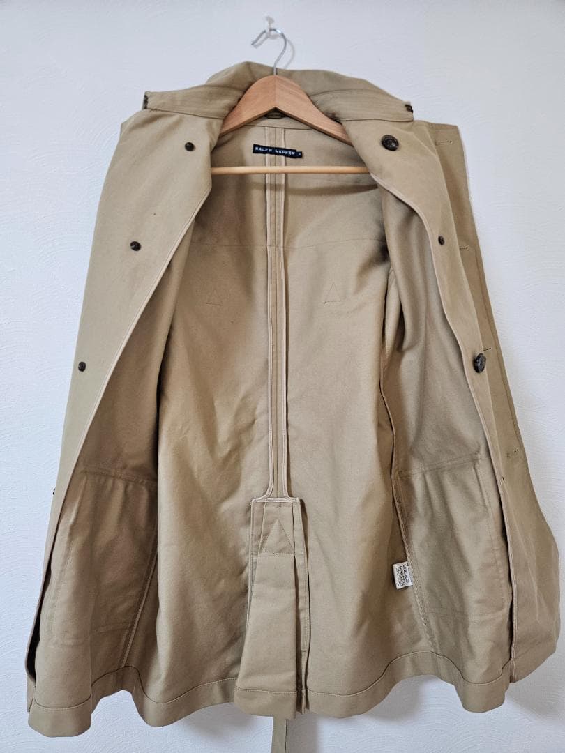 ラルフローレン✨ベージュダブルブレスト トレンチコートデザイナー生地厚綺麗上品6