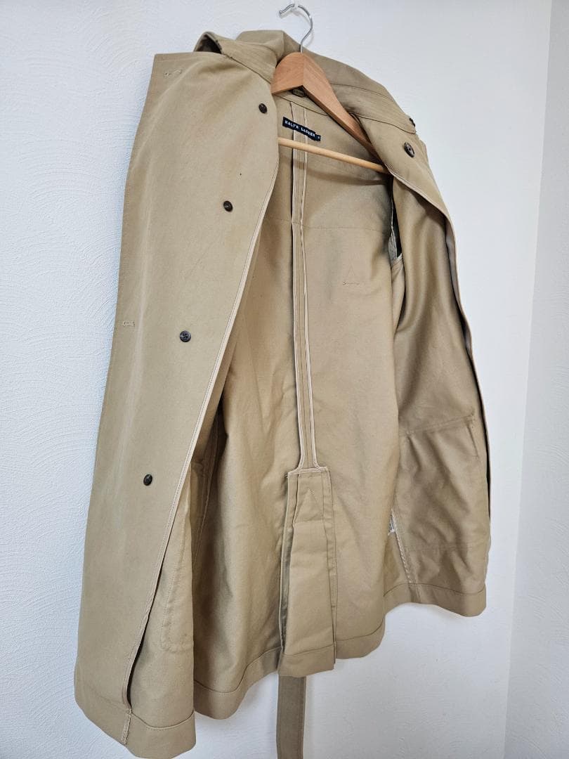 ラルフローレン✨ベージュダブルブレスト トレンチコートデザイナー生地厚綺麗上品6