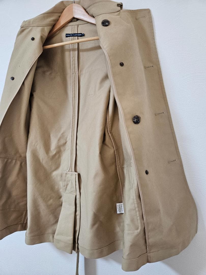 ラルフローレン✨ベージュダブルブレスト トレンチコートデザイナー生地厚綺麗上品6