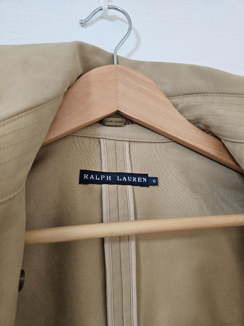 ラルフローレン✨ベージュダブルブレスト トレンチコートデザイナー生地厚綺麗上品6