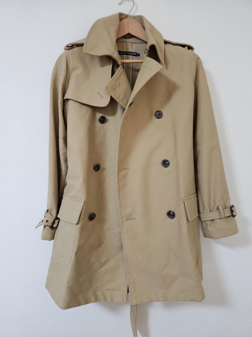 ラルフローレン✨ベージュダブルブレスト トレンチコートデザイナー生地厚綺麗上品6