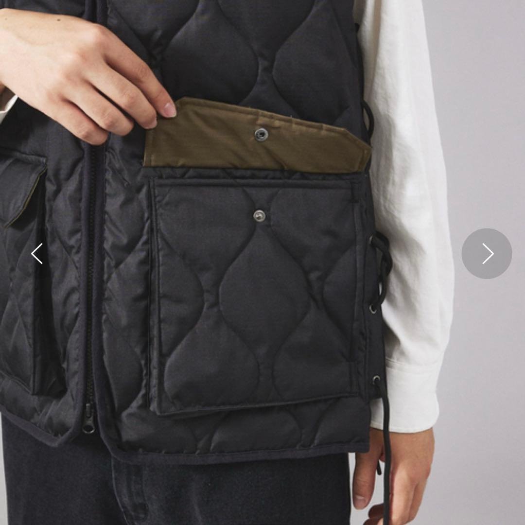 TAION タイオン　体温 Vネックレースアップダウンベスト　ブラック　黒　L