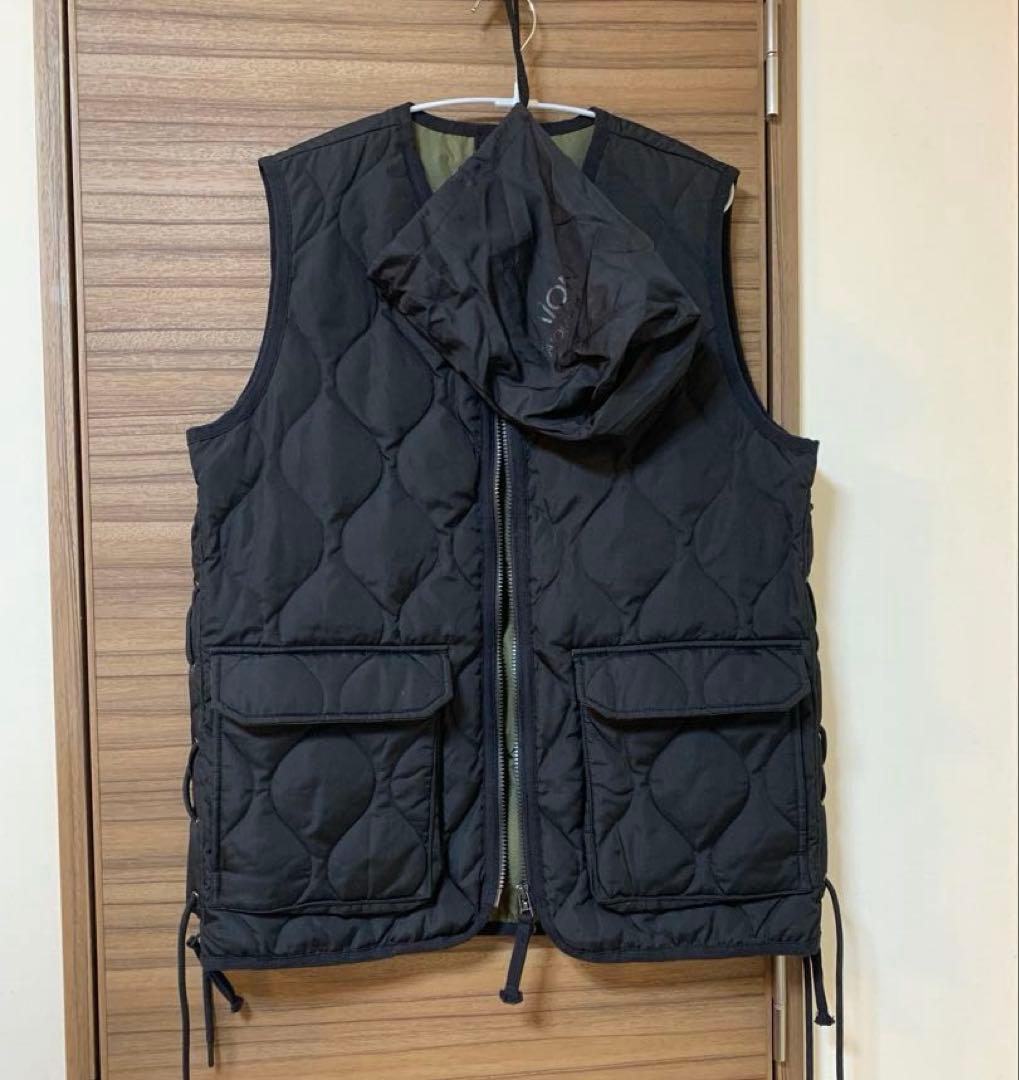 TAION タイオン　体温 Vネックレースアップダウンベスト　ブラック　黒　L