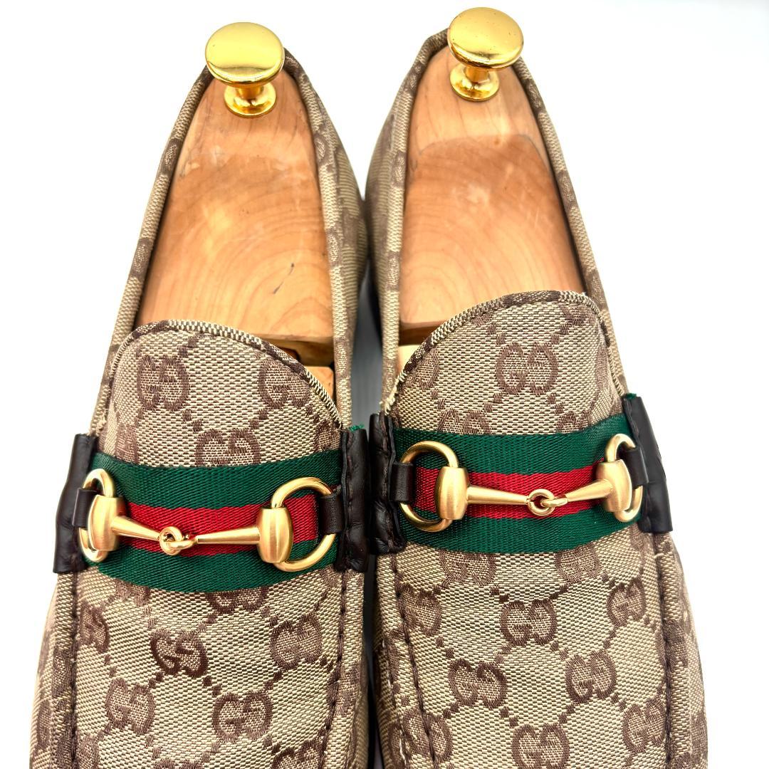 GUCCI ベージュ・ブラウン ドレスシューズ　GG シェリー　ビットホース