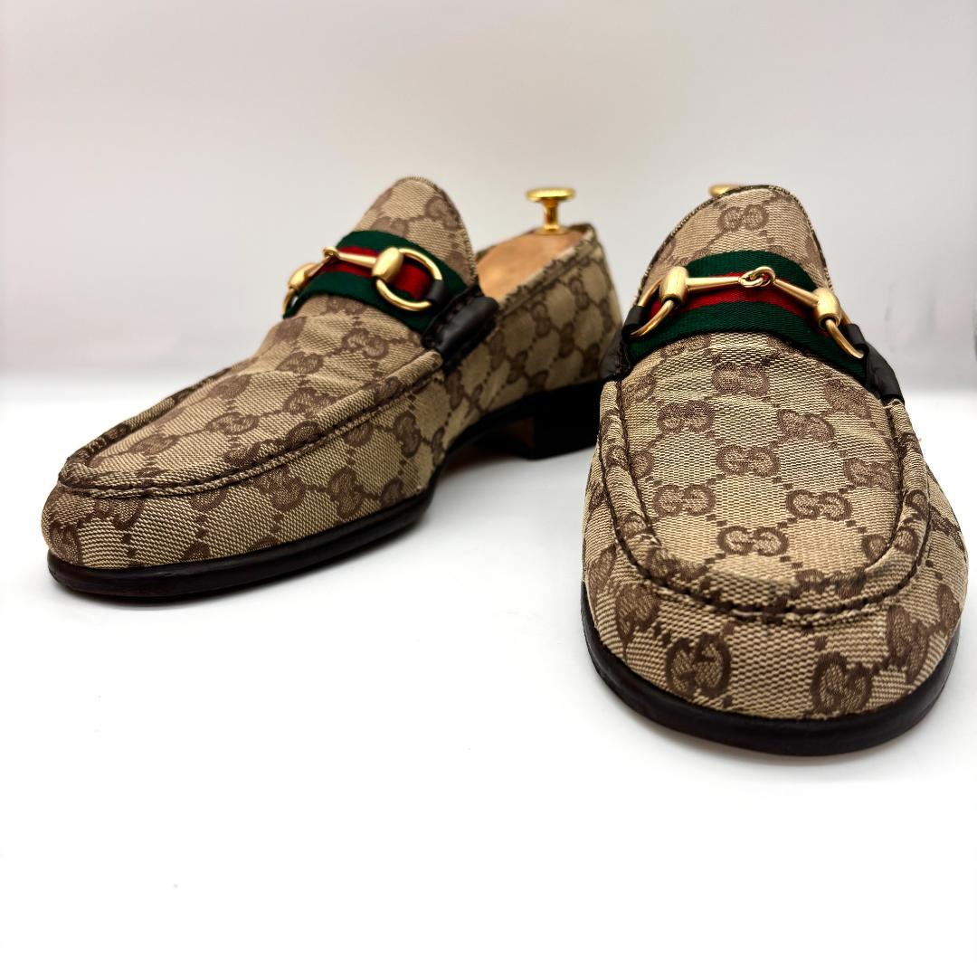 GUCCI ベージュ・ブラウン ドレスシューズ　GG シェリー　ビットホース